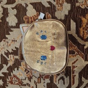 Betsey Johnson Small Round Rose Gold Bling Jewel Kitty Cat Purse